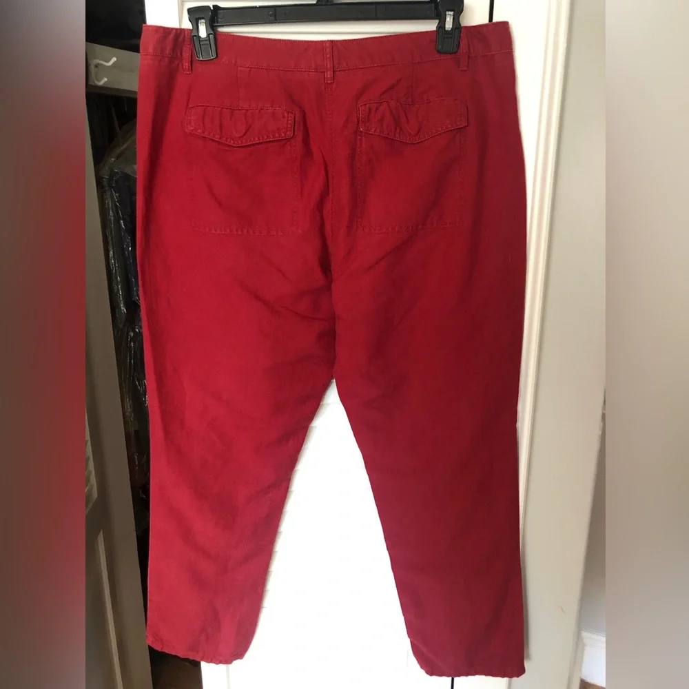 Loft Slim Ankle Crop Mid Rise Linen Blend Pants size 14 - Picture 6 of 10